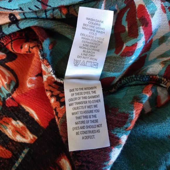 ROAMAN'S Blouse 24W Multicolor Rayon Floral Scoop Neck Button FLAW - Picture 11 of 14